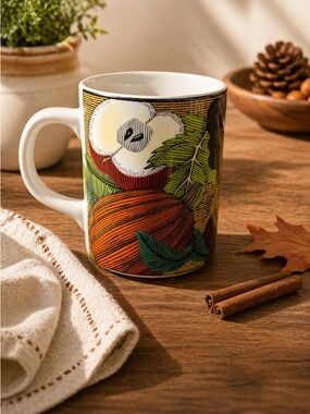 Dansk Cornucopia Mug Vintage Portugal Fruit Harvest Autumn Coffee Cup